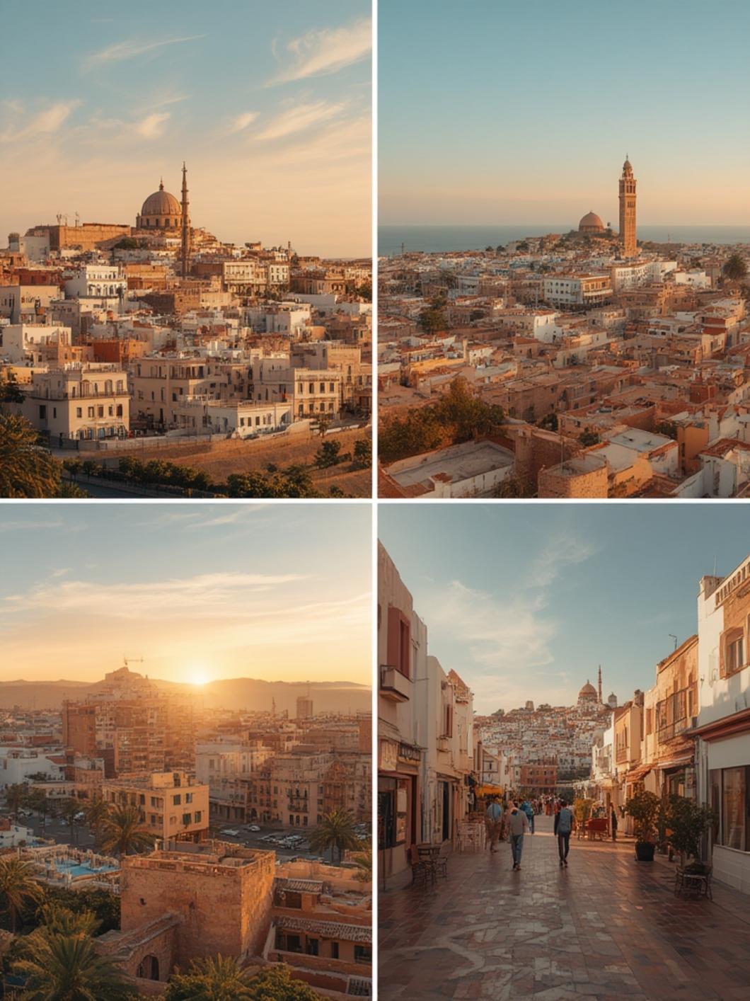 Sunset over Agadir beachfront promenade